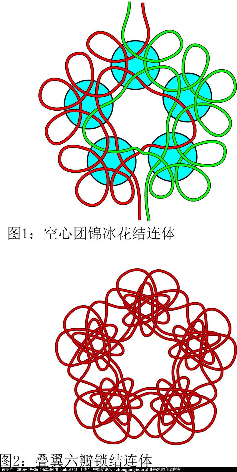 套色的连体团锦冰花结作品