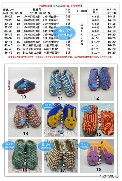 一,从后跟起头织毛线棉鞋起针表 三,侧面蝴蝶结中间中国结毛线棉鞋
