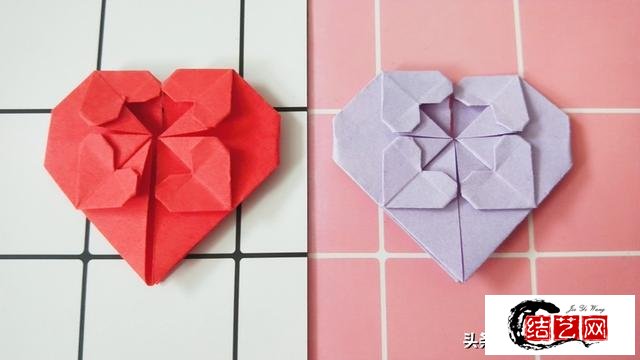 五个爱心折纸教程步骤图,简单爱心折纸做法