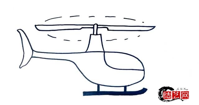 直升飞机简笔画步骤图片,教你军用直升飞机简笔画画法