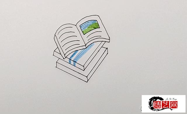 立体书本简笔画步骤图解,卡通彩色书本简单笔画方法