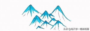 喜马拉雅山简笔画彩色画法教程，学习儿童幼儿园涂色山峰怎么画