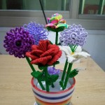 七彩玫瑰，红牡丹，白百合，紫菊，紫荷