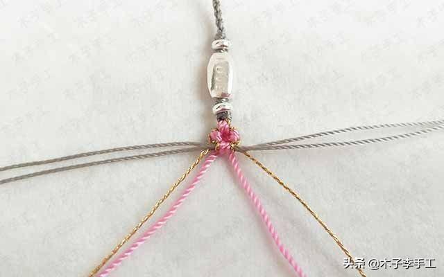 用简单的材料制作美美的桃花脚链，红绳编织，手工diy