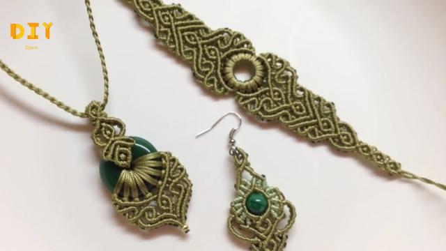 饰品编织DIY，手工绳编绿宝石项链吊坠的步骤教学（1）