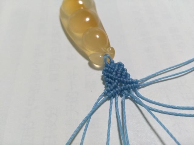 【編繩教程】藍蓮花——瑪瑙玉髓豆子吊墜項鏈