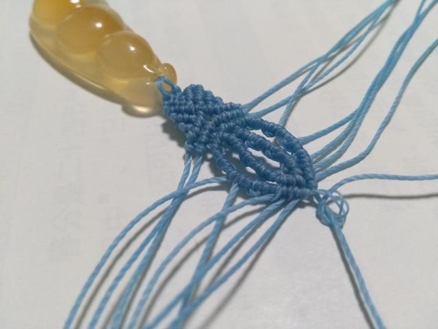 【編繩教程】藍蓮花——瑪瑙玉髓豆子吊墜項鏈