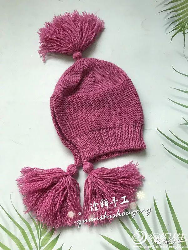 风雪帽:儿童棒针流苏护耳帽(详细教程)