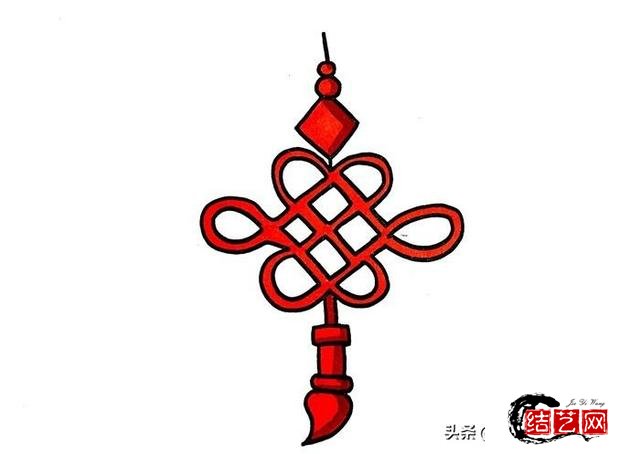 每天学一幅简笔画--红色中国结简笔画