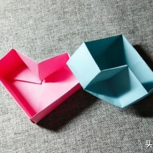 爱心收纳盒折纸,教你立体收纳盒怎么折