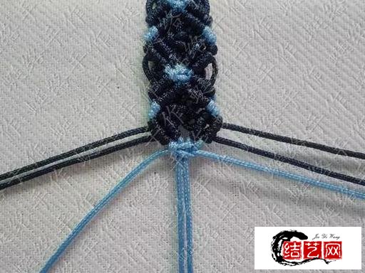 手工編繩，藍色妖姬手鏈編織教程，可調節大小