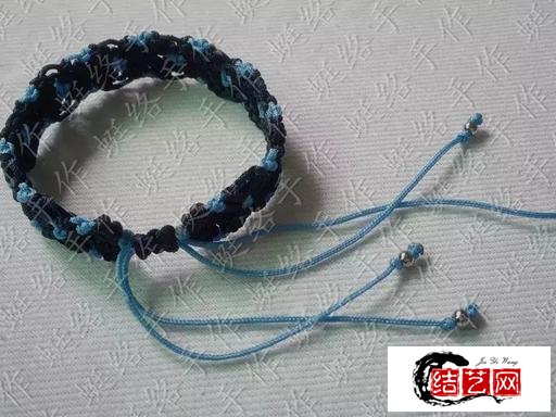 手工編繩，藍色妖姬手鏈編織教程，可調節大小