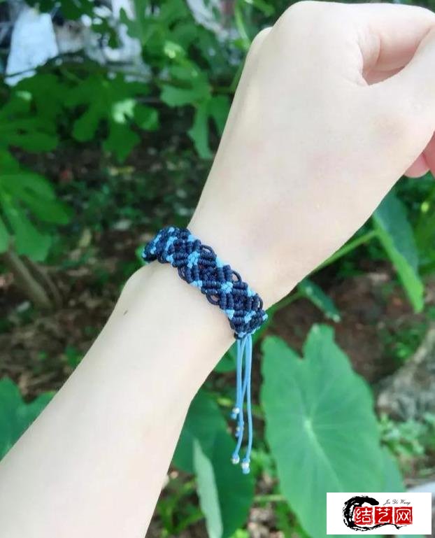 手工編繩，藍色妖姬手鏈編織教程，可調節大小