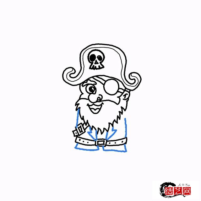 海盗人怎么画 - 卡通人物海盗简笔画教程