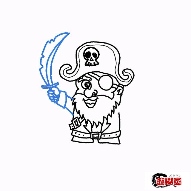 海盗人怎么画 - 卡通人物海盗简笔画教程
