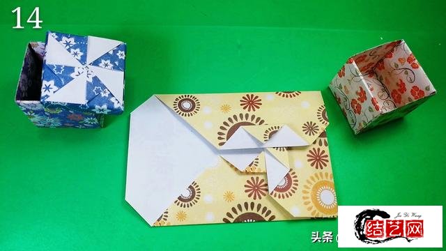 亲子折纸风车收纳盒图解教程，还可以放礼物作为礼盒送闺蜜哦